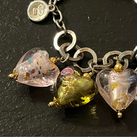R.J. Graziano Silver Stone Multicolored Frosted Heart 8” Charm Bracelet - Picture 4 of 13